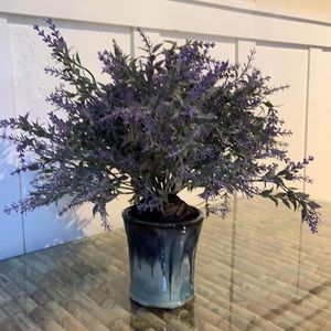 HEAVY ceramic cup in faded blue jean colors.